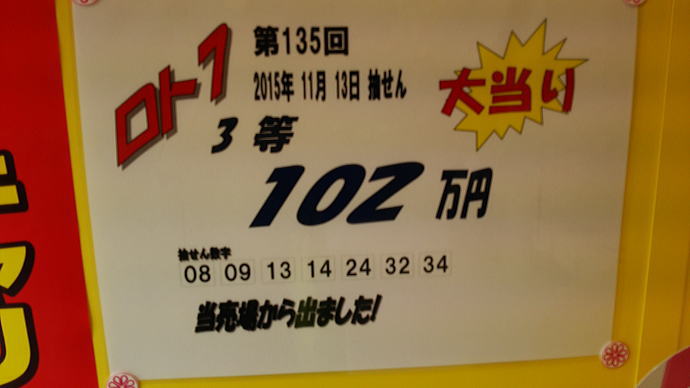 ロト7当選番号一覧過去 第116回15年7月3日で1等8億円の高額当選